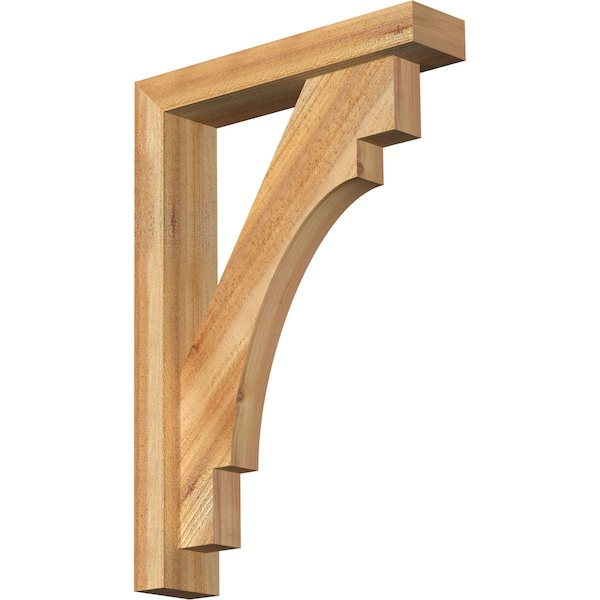 Ekena Millwork Merced Block Rough Sawn Bracket w/ Offset Brace, Western Red Cedar, 4"W x 18"D x 26"H BKT0402X18X26MRC05RWR - main
